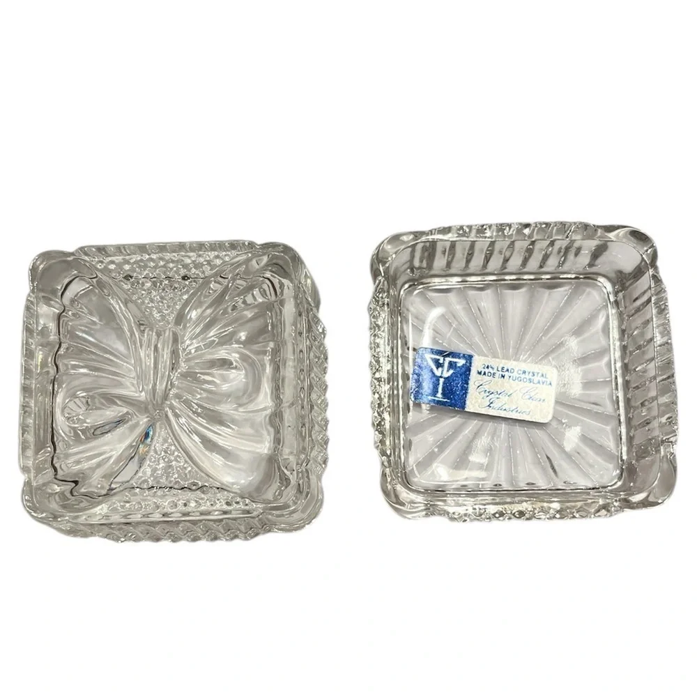 Crystal Clear Industries 24% Lead Crystal Bow Trinket Jewelry Box